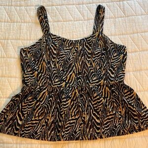 Anthropologie Fitted Brown and Black Tank Top with peplum
